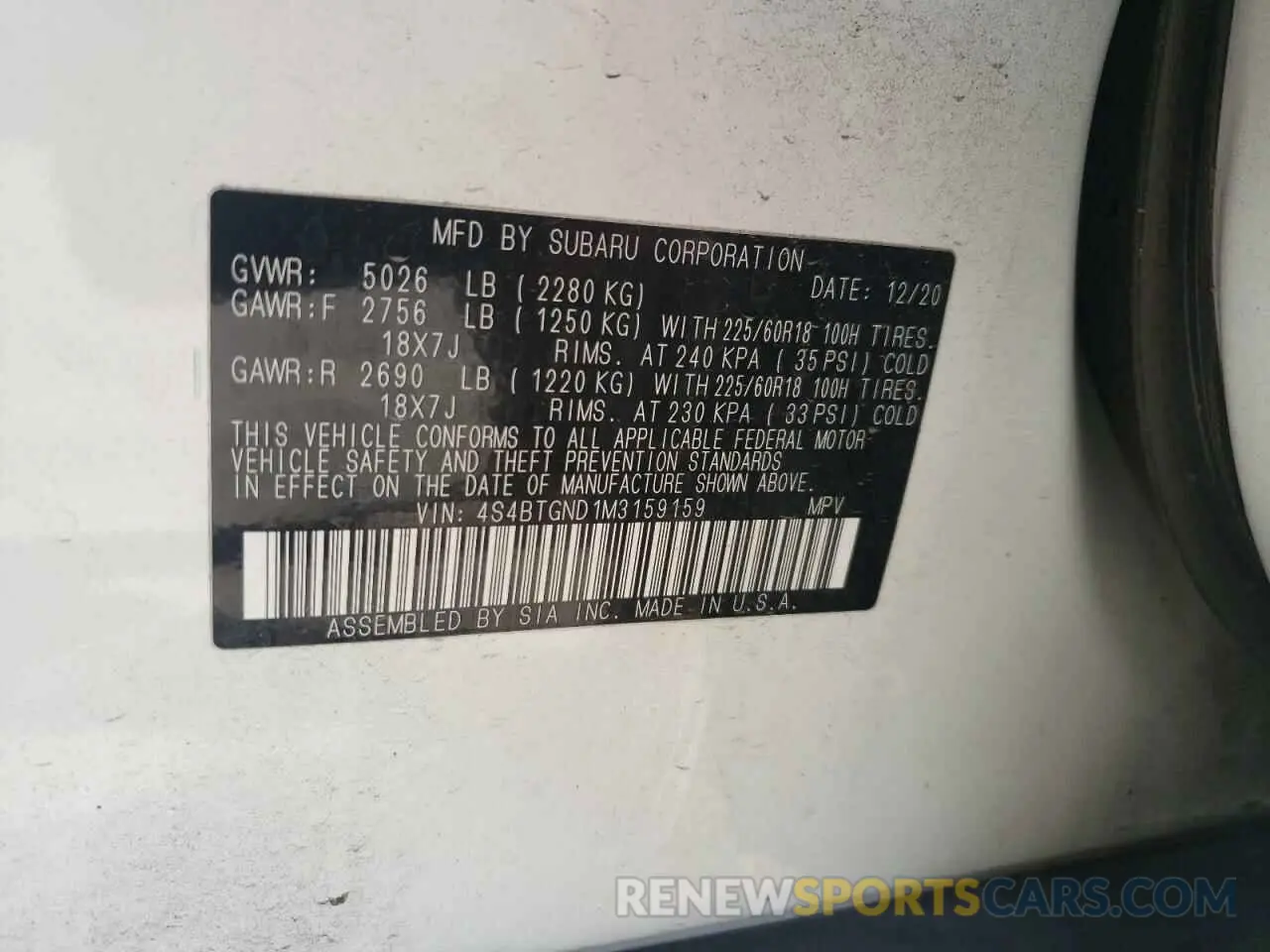 16 Photograph of a damaged car 4S4BTGND1M3159159 SUBARU OUTBACK 2021