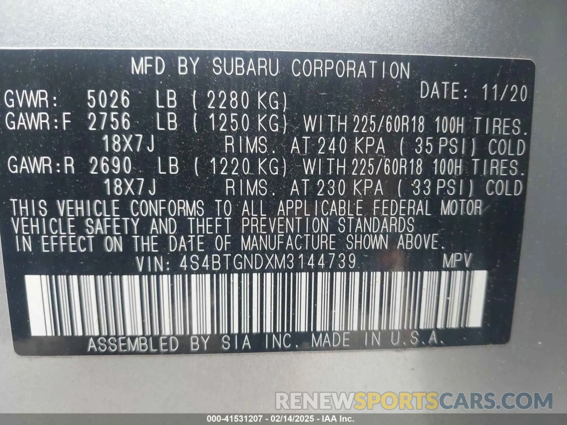9 Photograph of a damaged car 4S4BTGNDXM3144739 SUBARU OUTBACK 2021