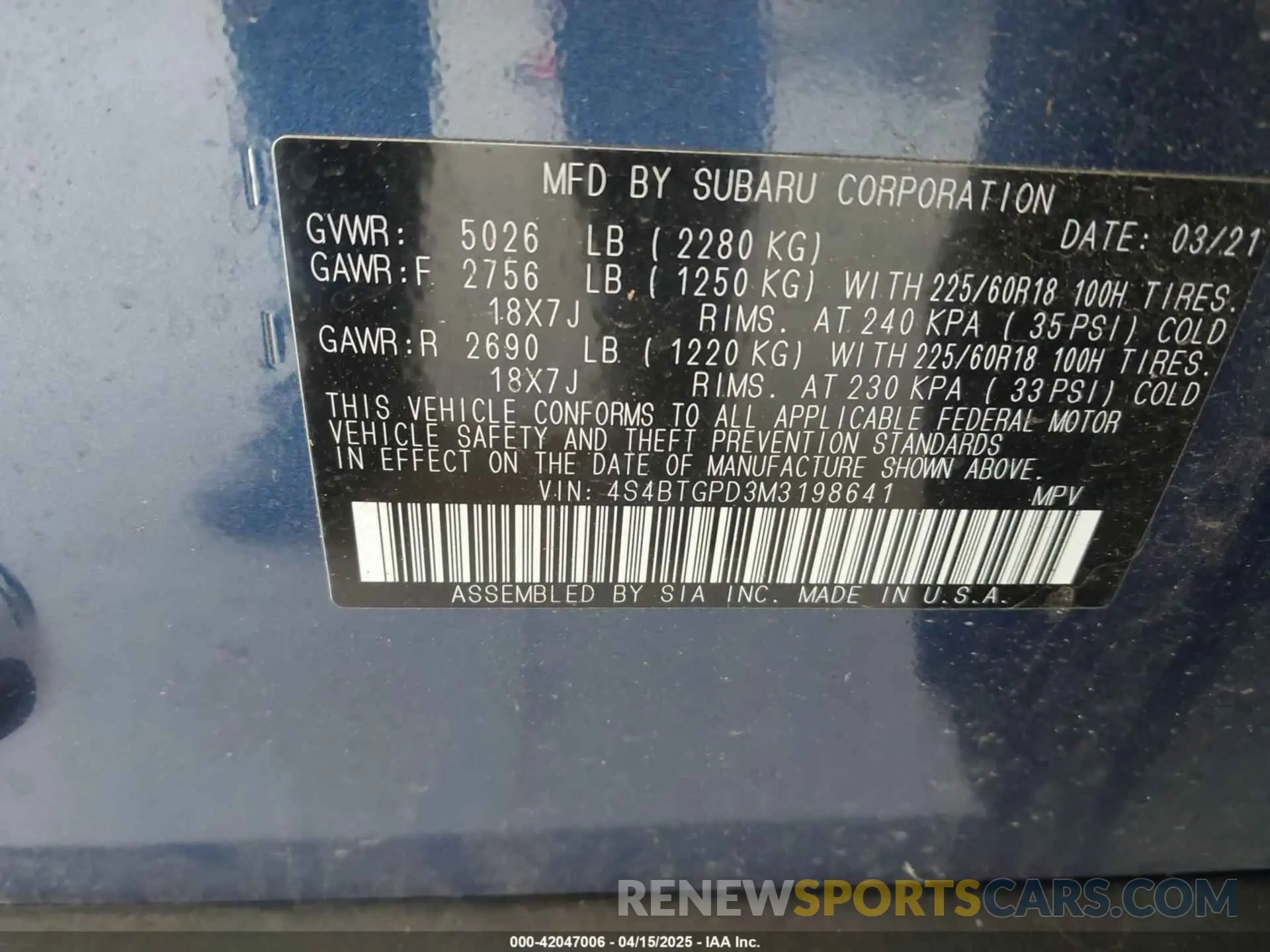 9 Photograph of a damaged car 4S4BTGPD3M3198641 SUBARU OUTBACK 2021