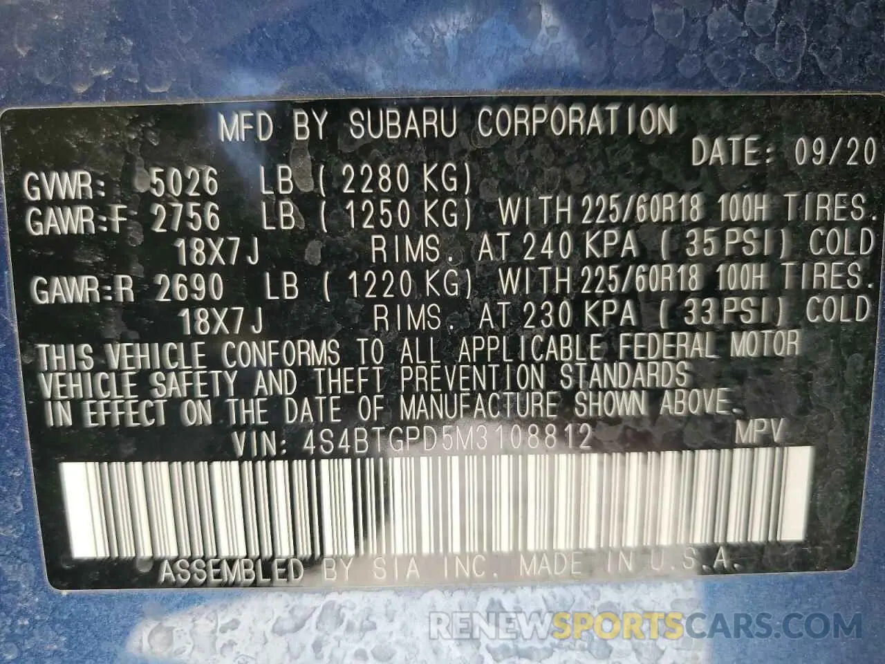 14 Photograph of a damaged car 4S4BTGPD5M3108812 SUBARU OUTBACK 2021
