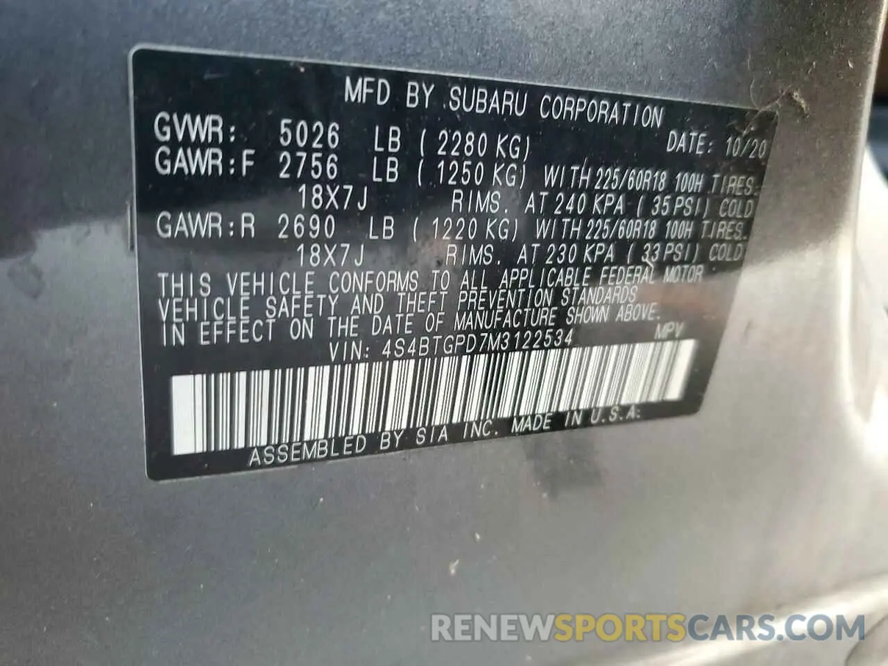 13 Photograph of a damaged car 4S4BTGPD7M3122534 SUBARU OUTBACK 2021