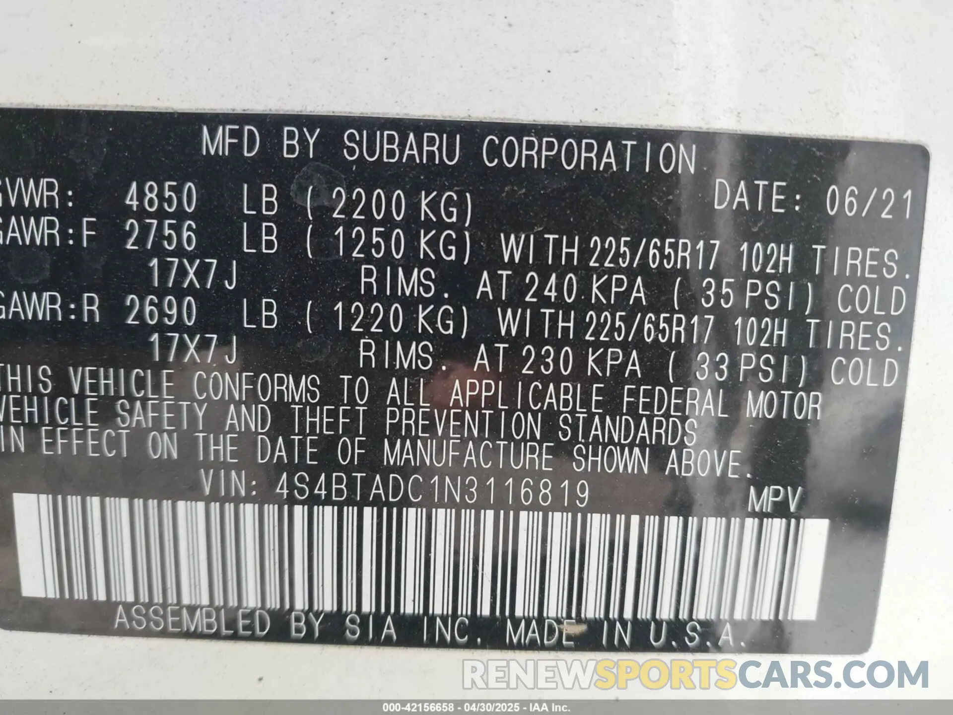 9 Photograph of a damaged car 4S4BTADC1N3116819 SUBARU OUTBACK 2022