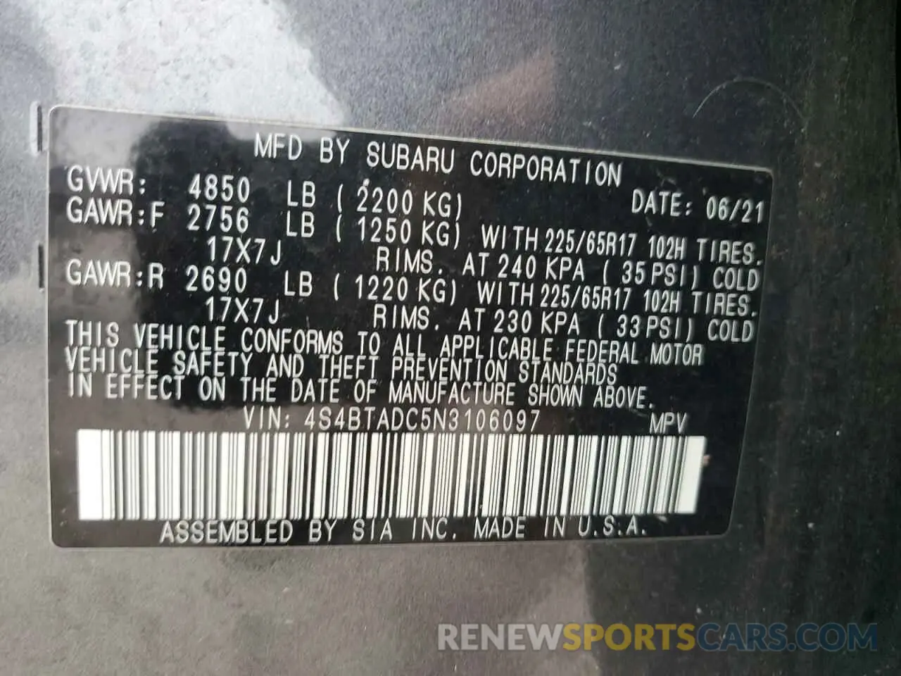 13 Photograph of a damaged car 4S4BTADC5N3106097 SUBARU OUTBACK 2022