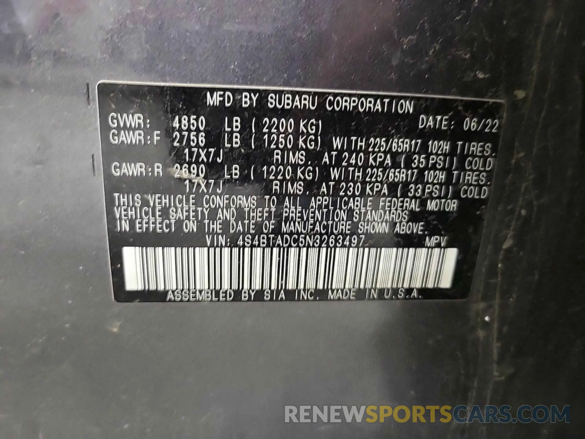 29 Photograph of a damaged car 4S4BTADC5N3263497 SUBARU OUTBACK 2022