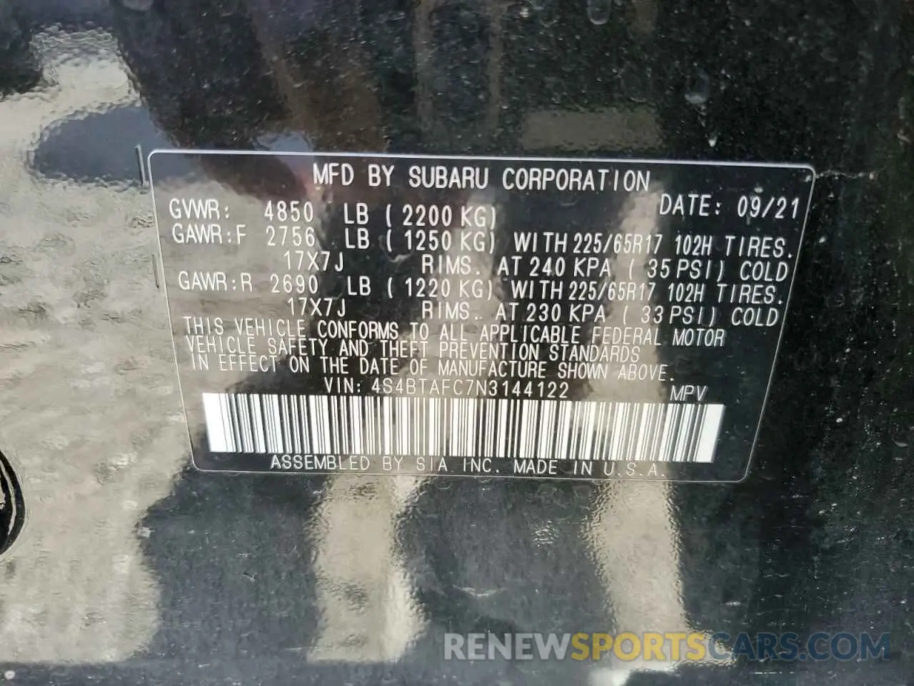 14 Photograph of a damaged car 4S4BTAFC7N3144122 SUBARU OUTBACK 2022