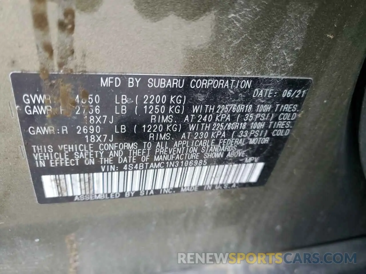 14 Photograph of a damaged car 4S4BTAMC1N3106985 SUBARU OUTBACK 2022