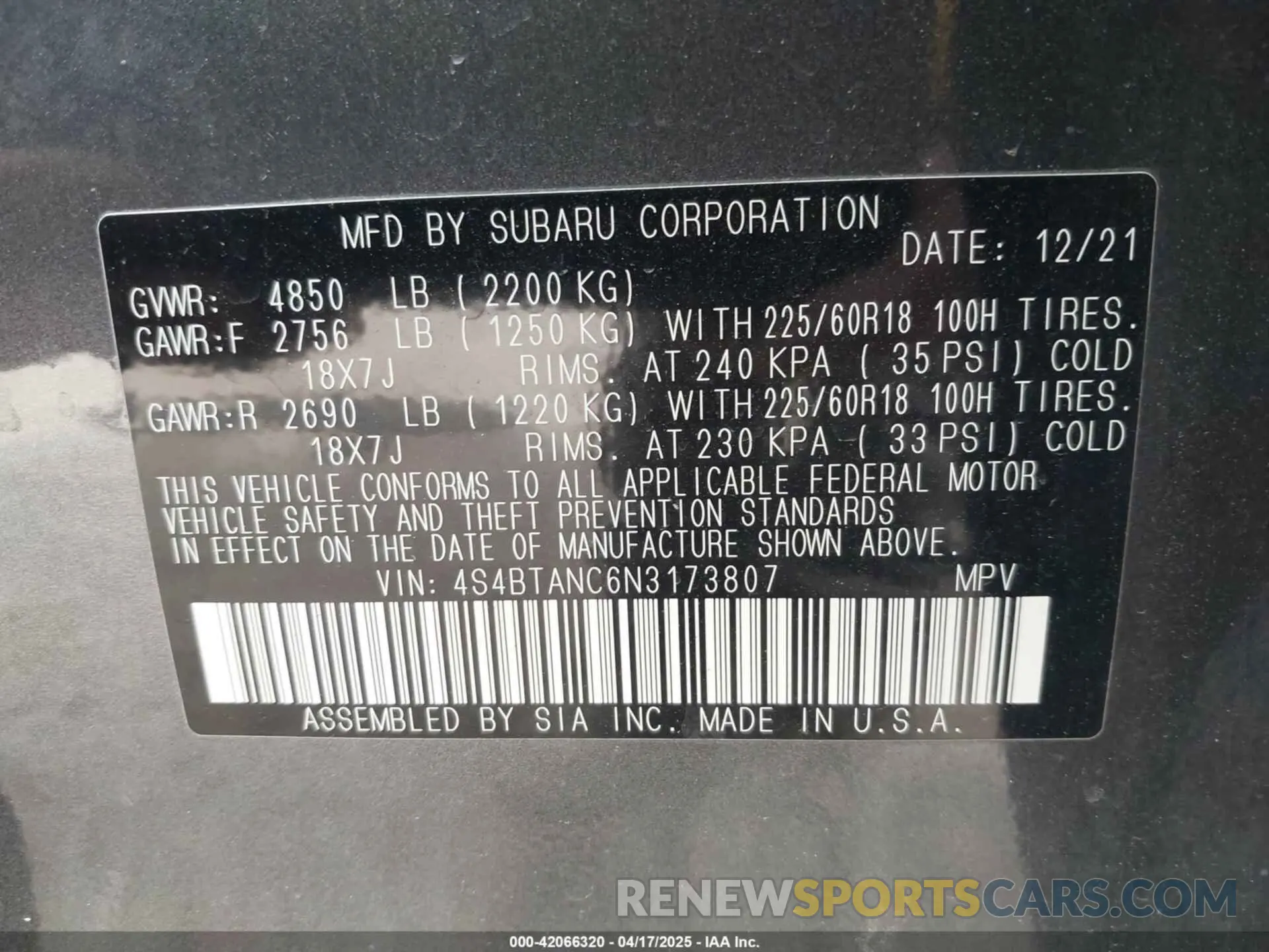 9 Photograph of a damaged car 4S4BTANC6N3173807 SUBARU OUTBACK 2022