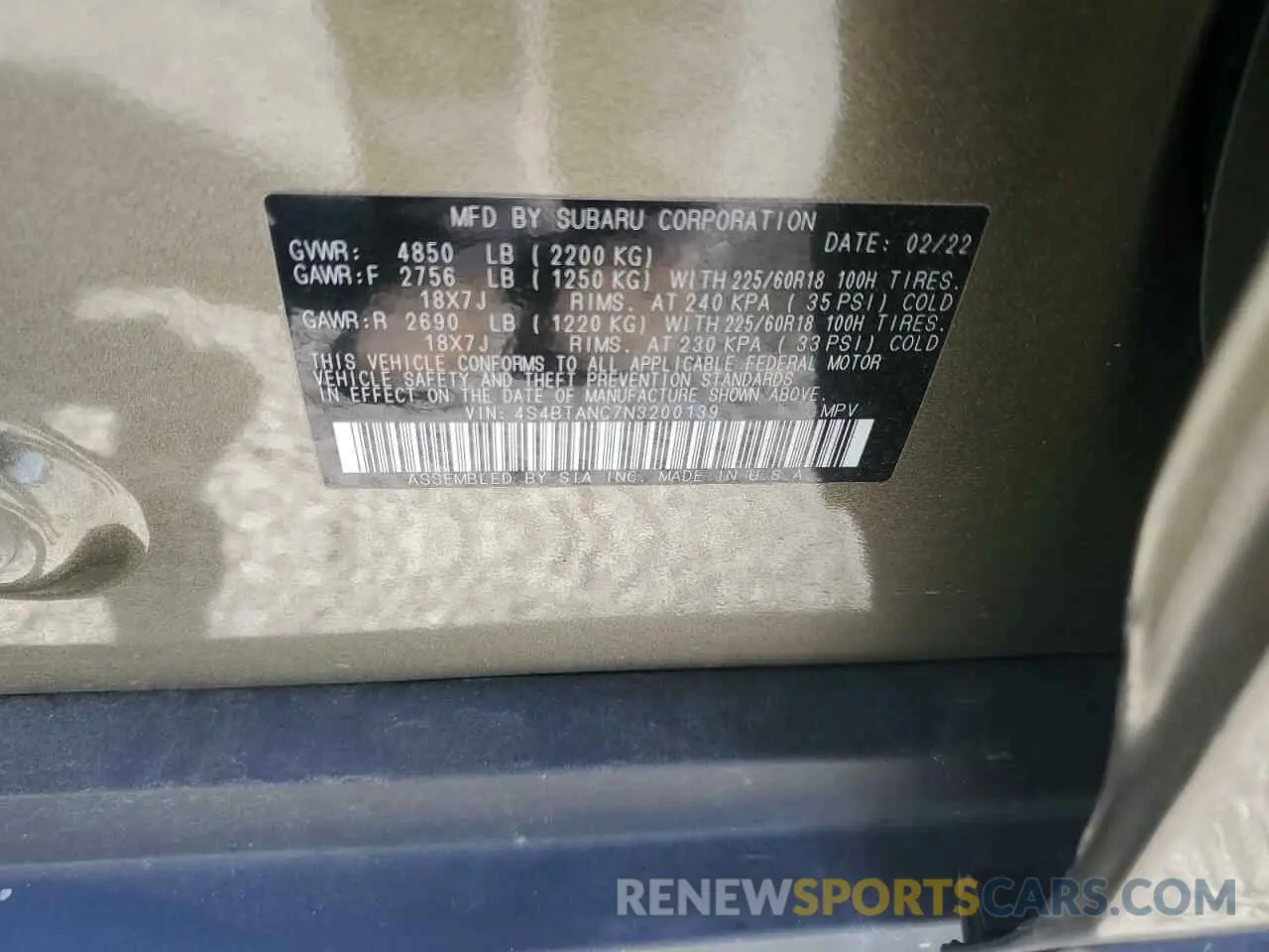 15 Photograph of a damaged car 4S4BTANC7N3200139 SUBARU OUTBACK 2022