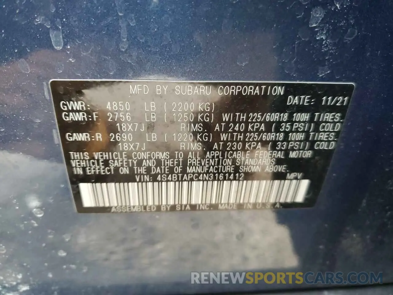15 Photograph of a damaged car 4S4BTAPC4N3161412 SUBARU OUTBACK 2022