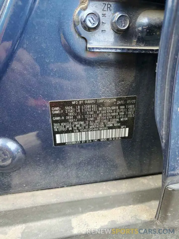 14 Photograph of a damaged car 4S4BTGPD4N3190095 SUBARU OUTBACK 2022