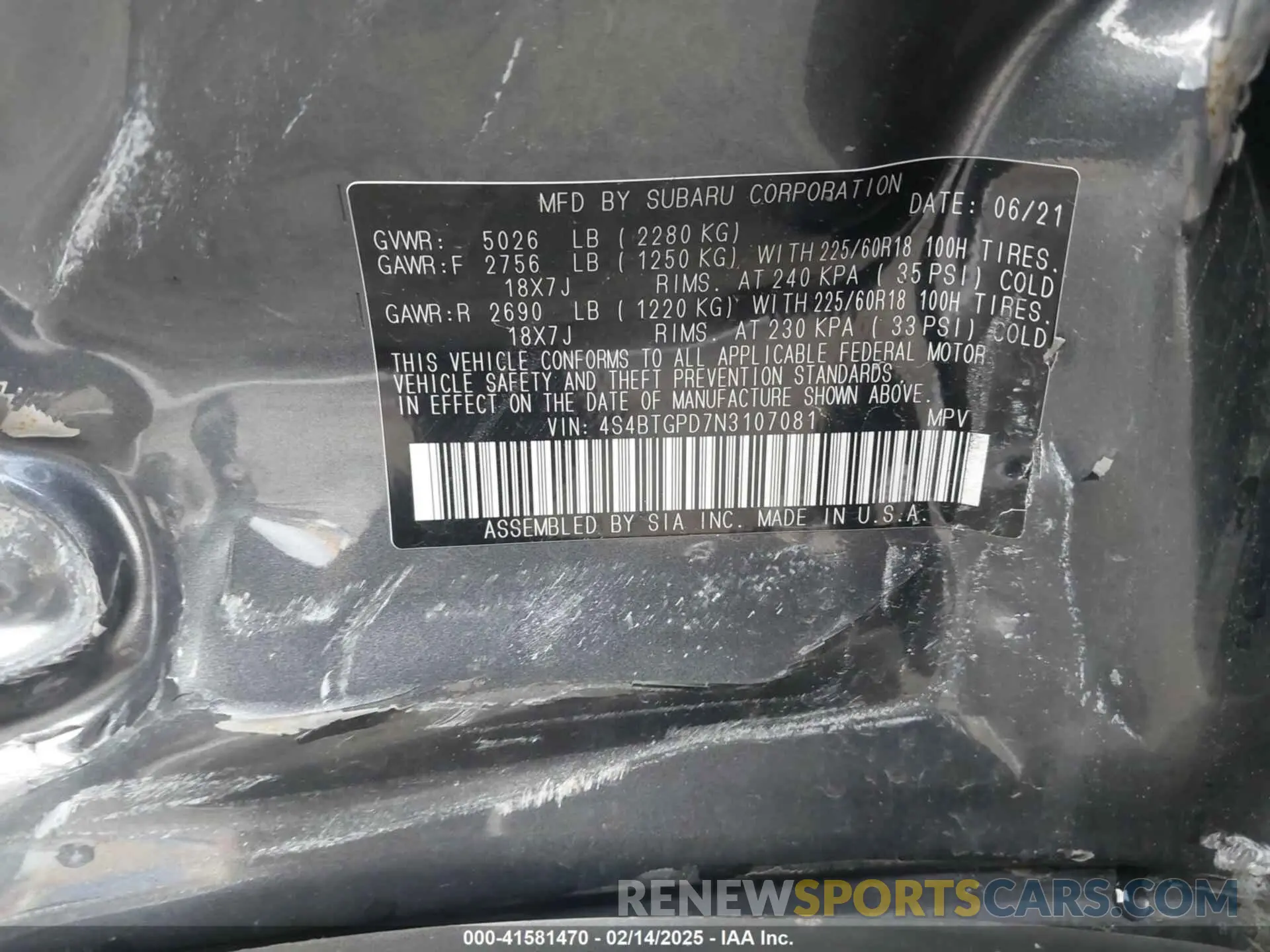 9 Photograph of a damaged car 4S4BTGPD7N3107081 SUBARU OUTBACK 2022