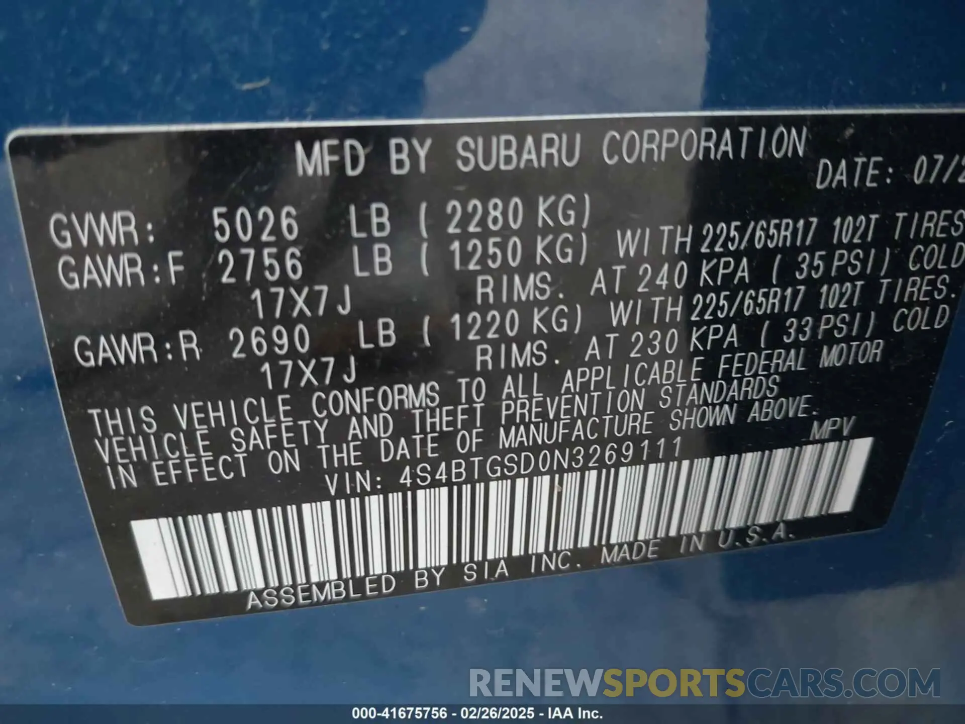 9 Photograph of a damaged car 4S4BTGSD0N3269111 SUBARU OUTBACK 2022