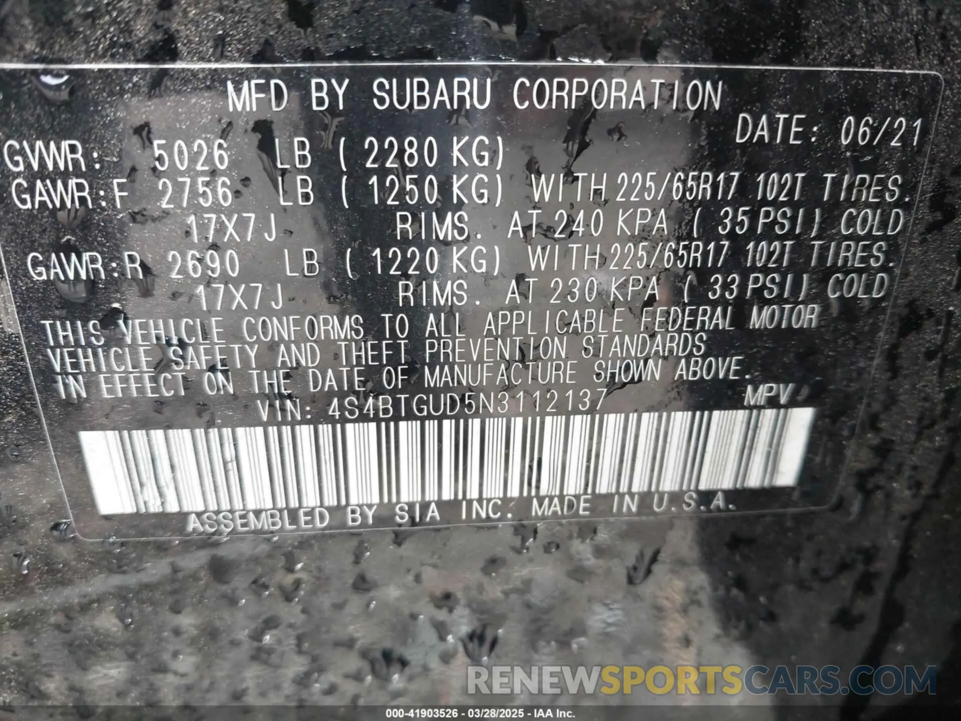 9 Photograph of a damaged car 4S4BTGUD5N3112137 SUBARU OUTBACK 2022