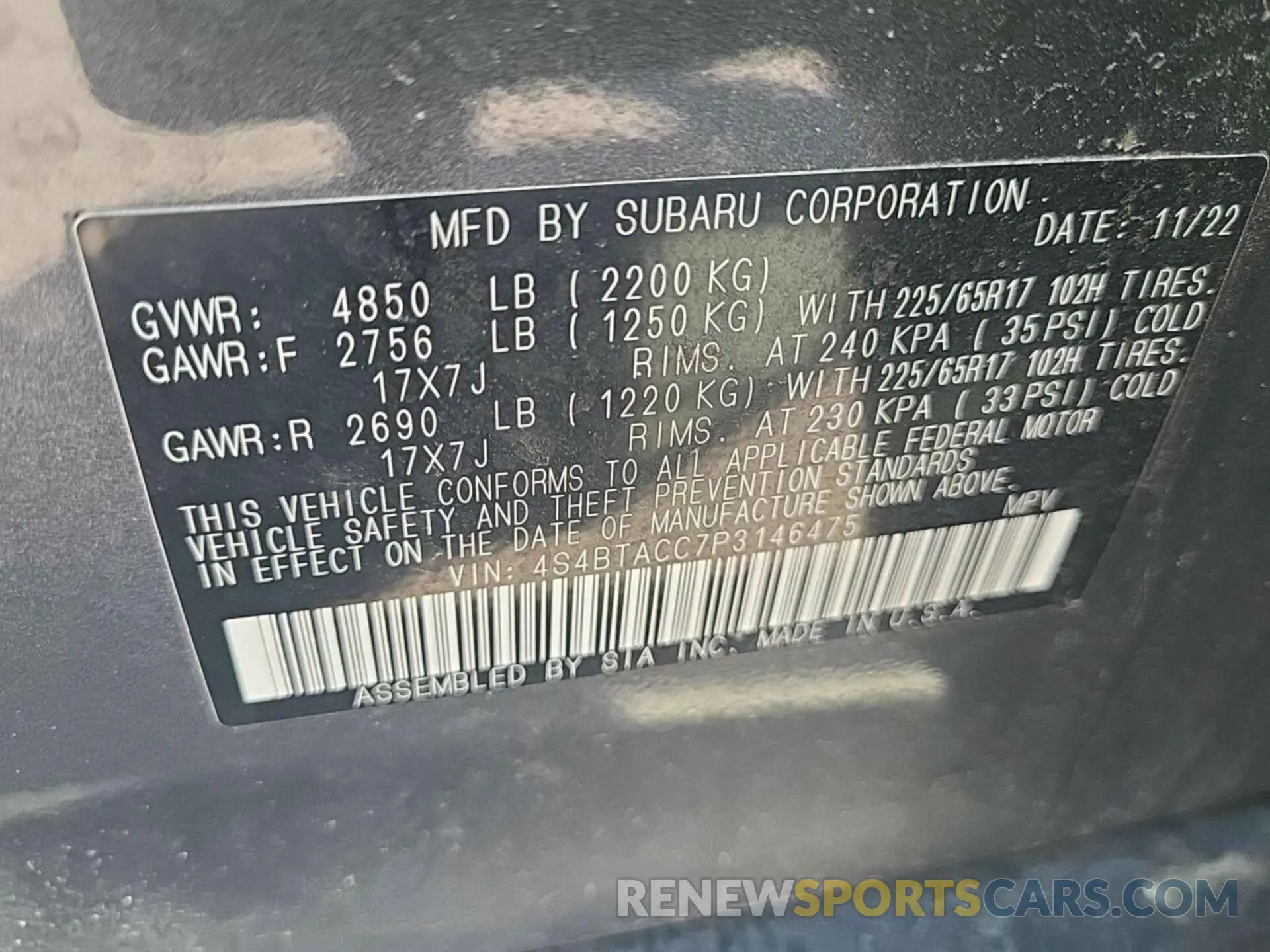 19 Photograph of a damaged car 4S4BTACC7P3146475 SUBARU OUTBACK 2023