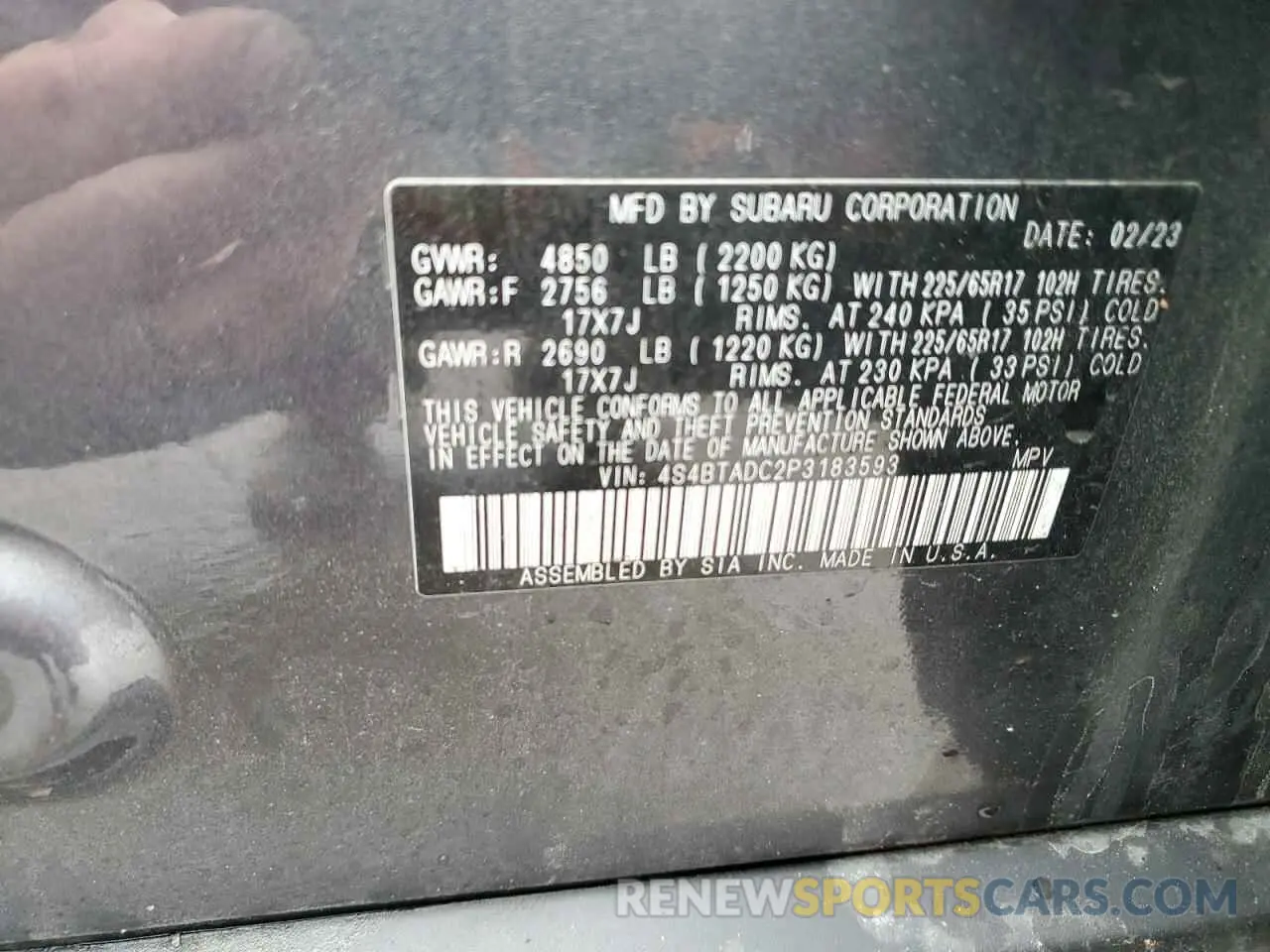 13 Photograph of a damaged car 4S4BTADC2P3183593 SUBARU OUTBACK 2023