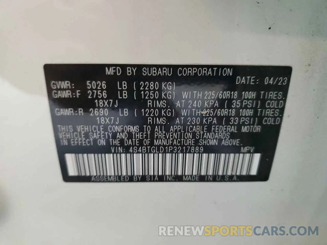 14 Photograph of a damaged car 4S4BTGLD1P3217889 SUBARU OUTBACK 2023