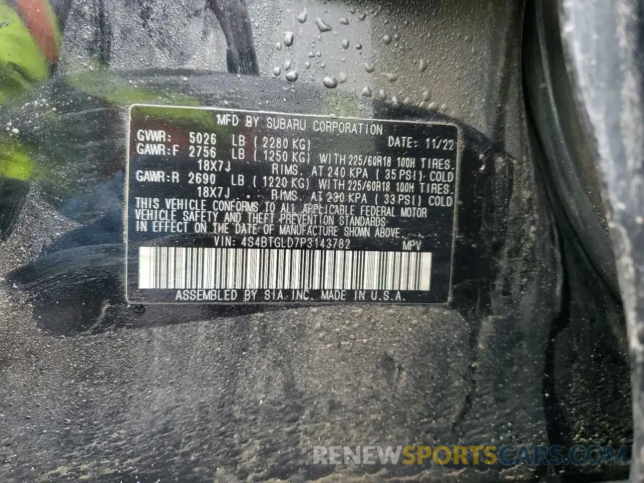 14 Photograph of a damaged car 4S4BTGLD7P3143782 SUBARU OUTBACK 2023