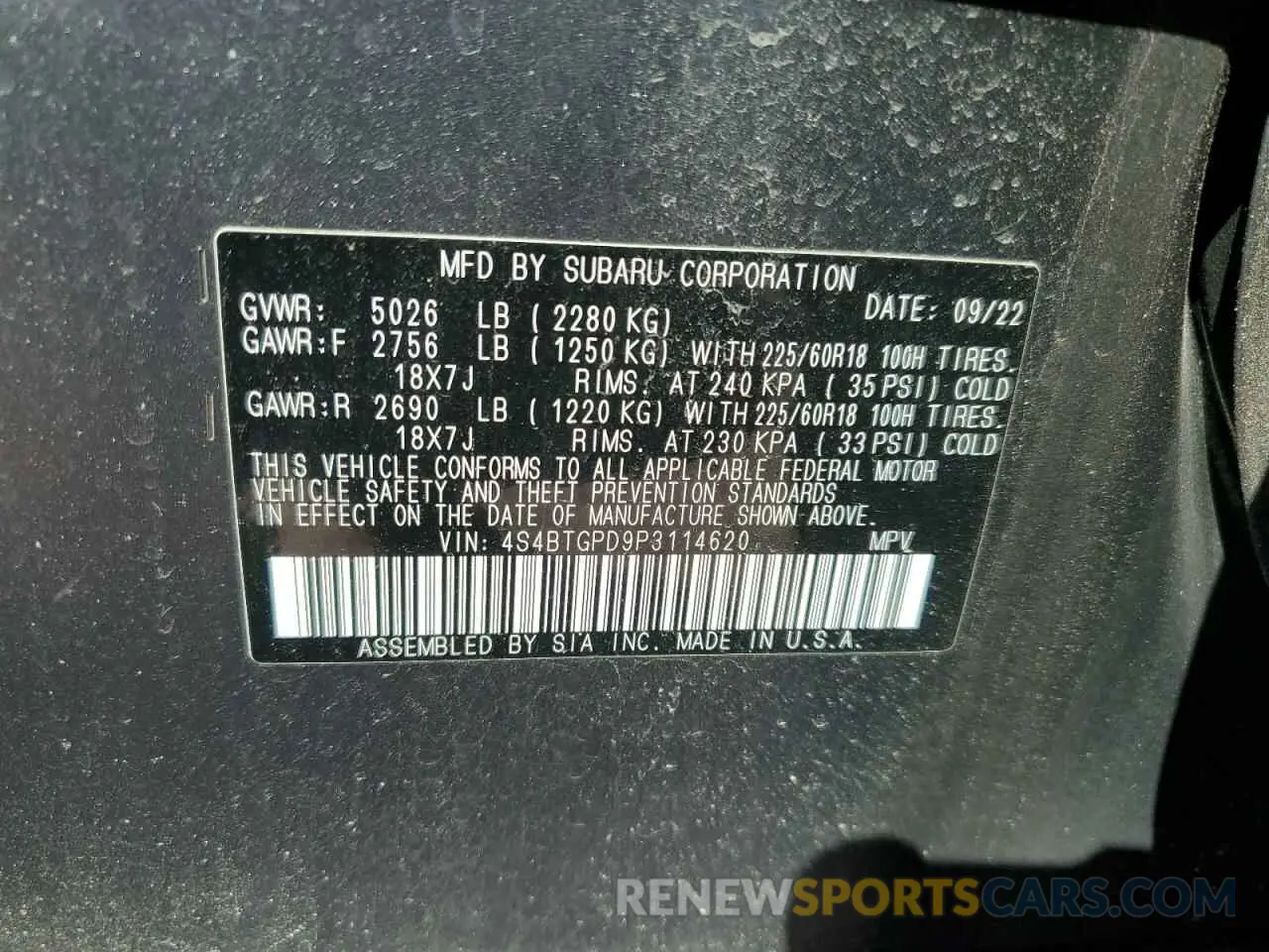 12 Photograph of a damaged car 4S4BTGPD9P3114620 SUBARU OUTBACK 2023