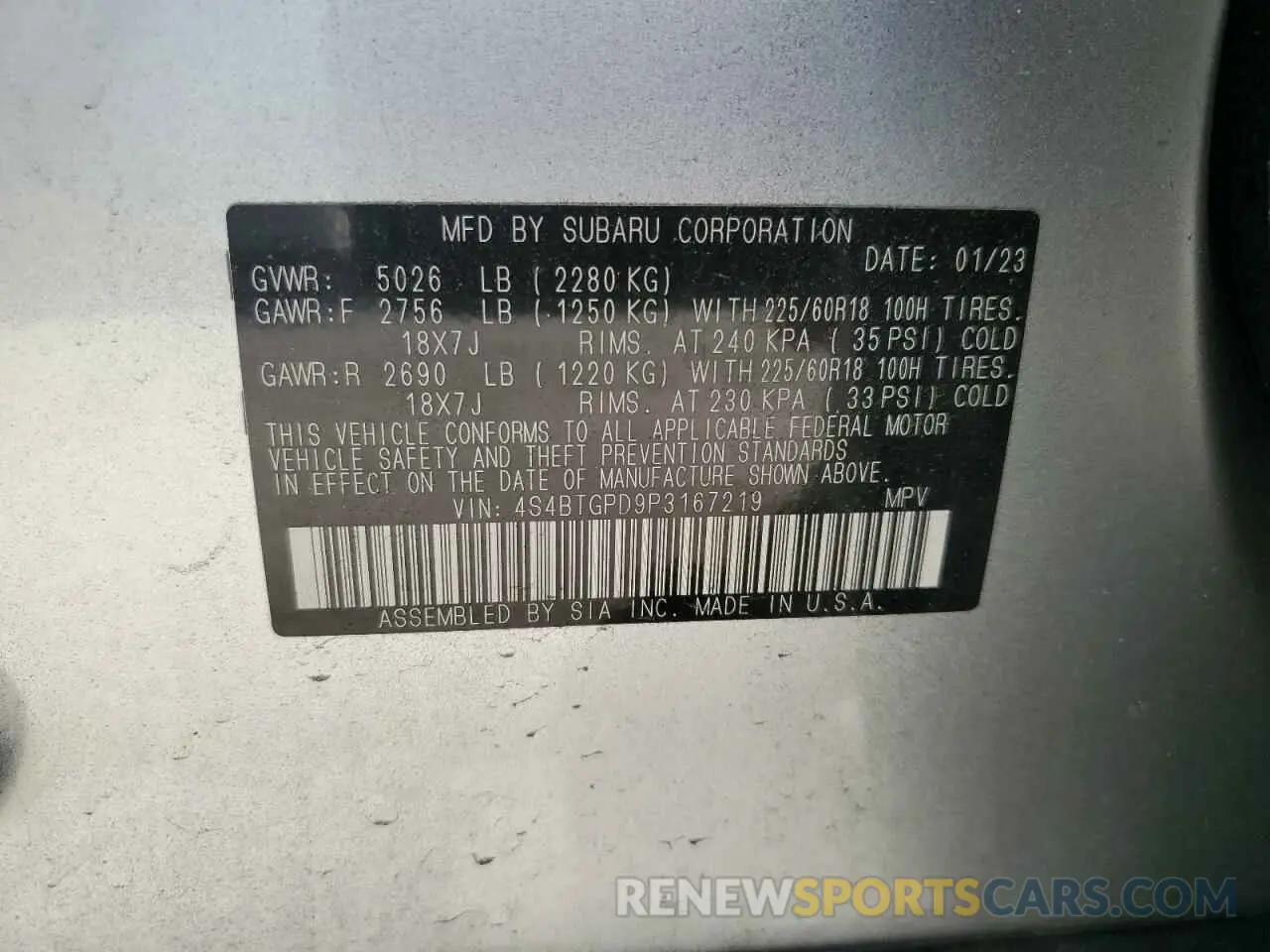 13 Photograph of a damaged car 4S4BTGPD9P3167219 SUBARU OUTBACK 2023