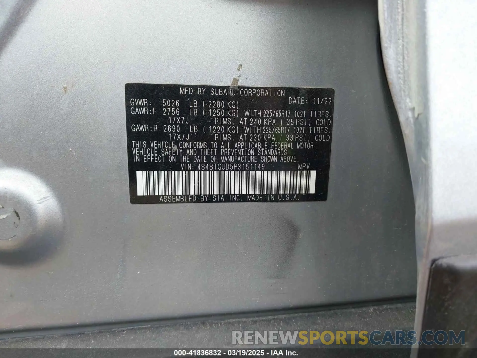 9 Photograph of a damaged car 4S4BTGUD5P3151149 SUBARU OUTBACK 2023