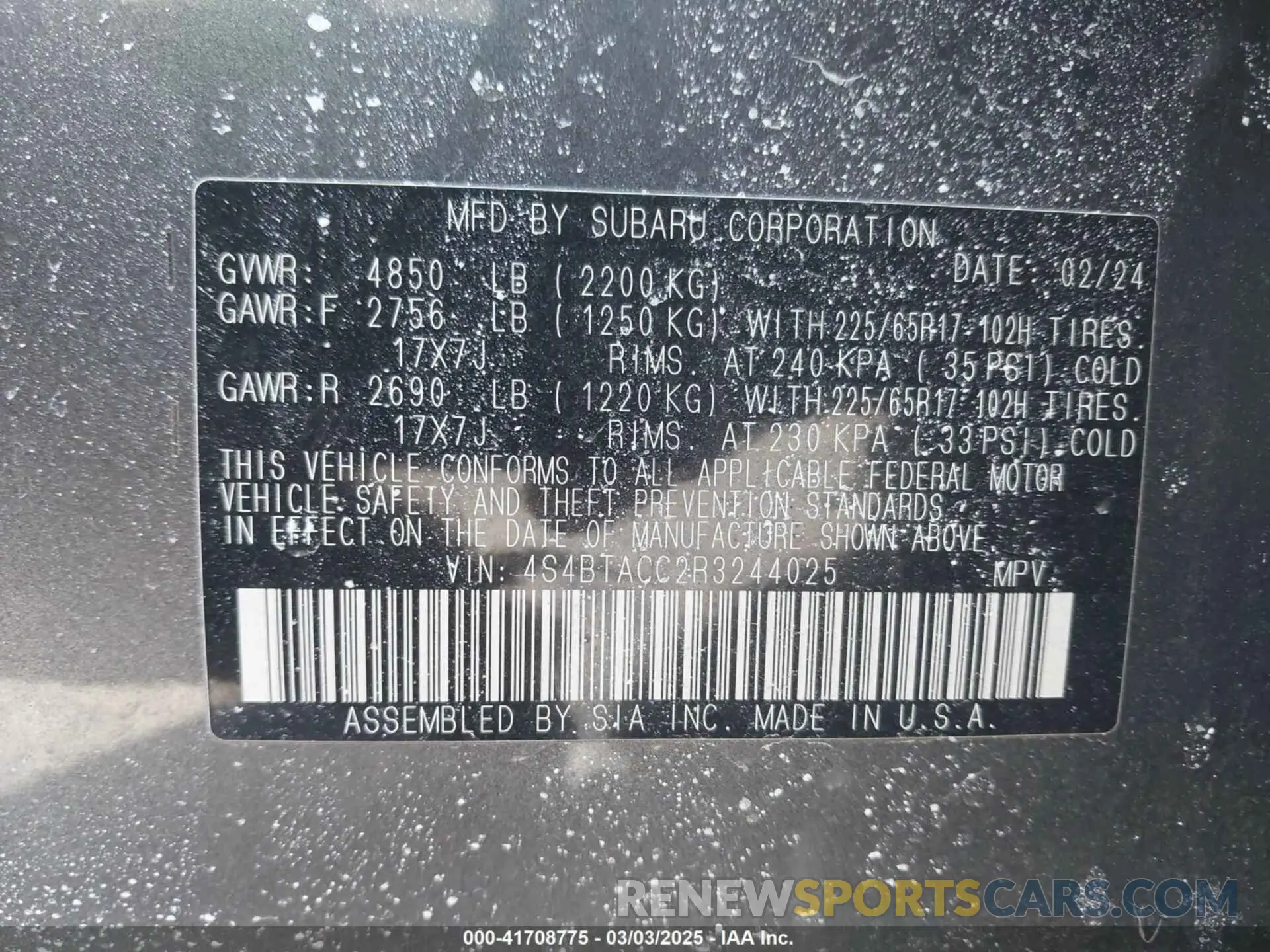 9 Photograph of a damaged car 4S4BTACC2R3244025 SUBARU OUTBACK 2024