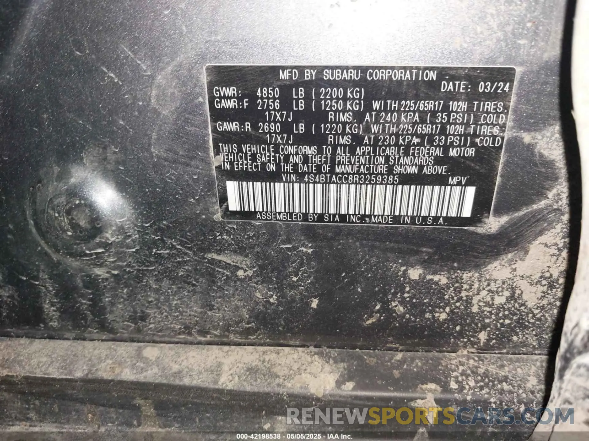 9 Photograph of a damaged car 4S4BTACC8R3259385 SUBARU OUTBACK 2024