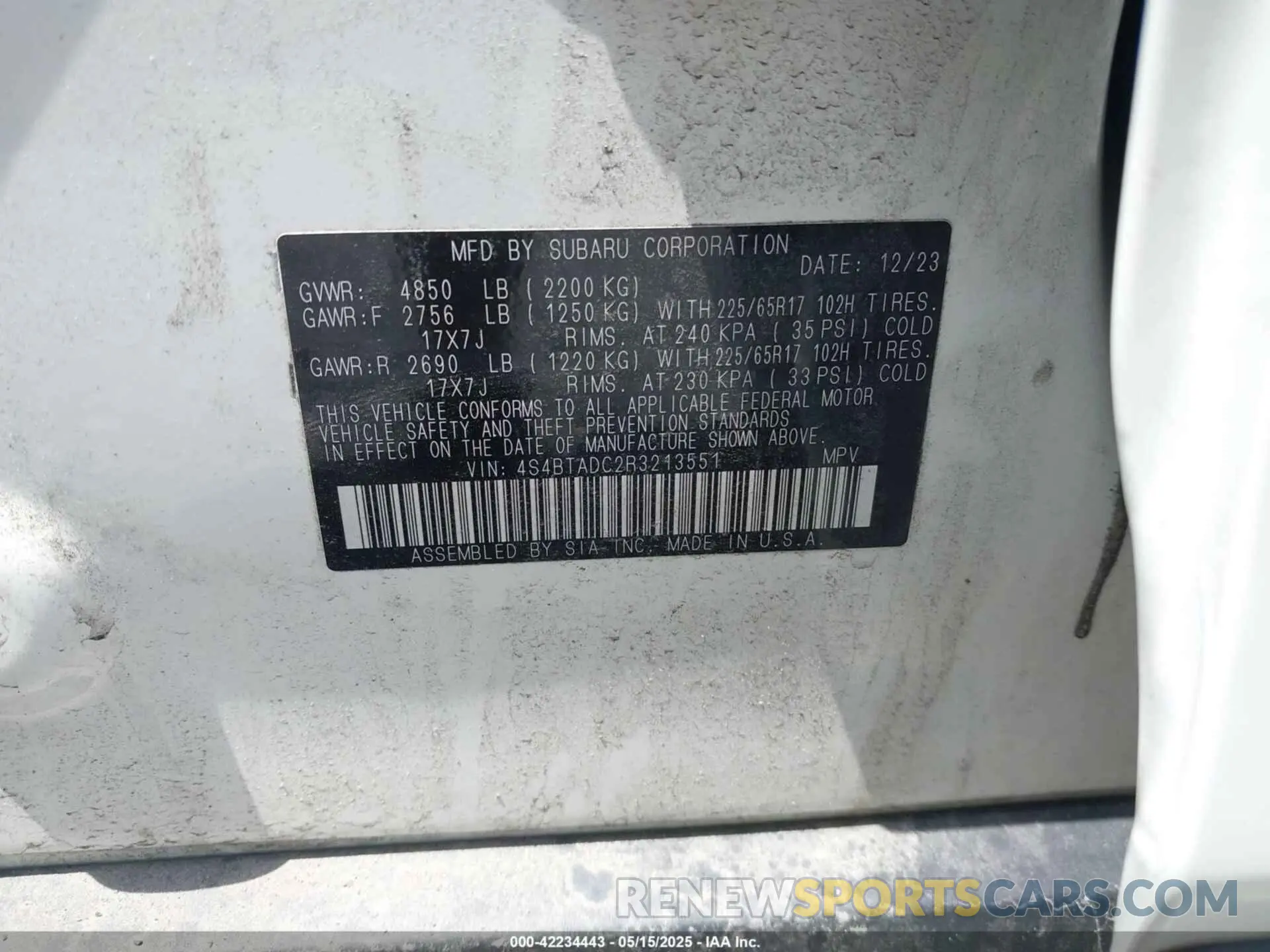 9 Photograph of a damaged car 4S4BTADC2R3213551 SUBARU OUTBACK 2024