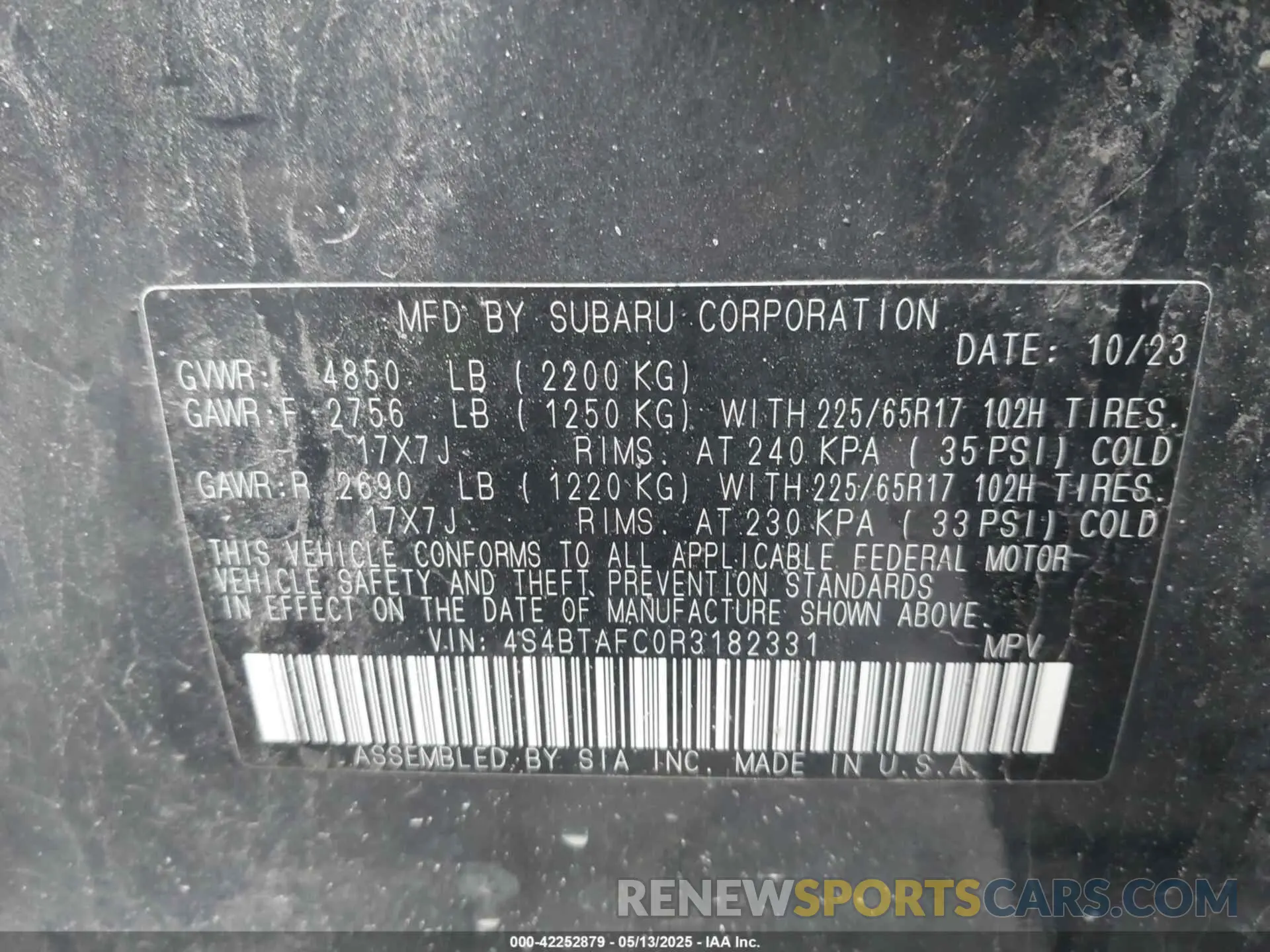 9 Photograph of a damaged car 4S4BTAFC0R3182331 SUBARU OUTBACK 2024