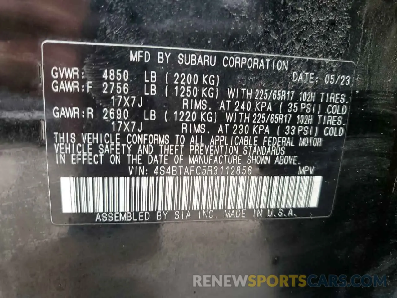 12 Photograph of a damaged car 4S4BTAFC5R3112856 SUBARU OUTBACK 2024