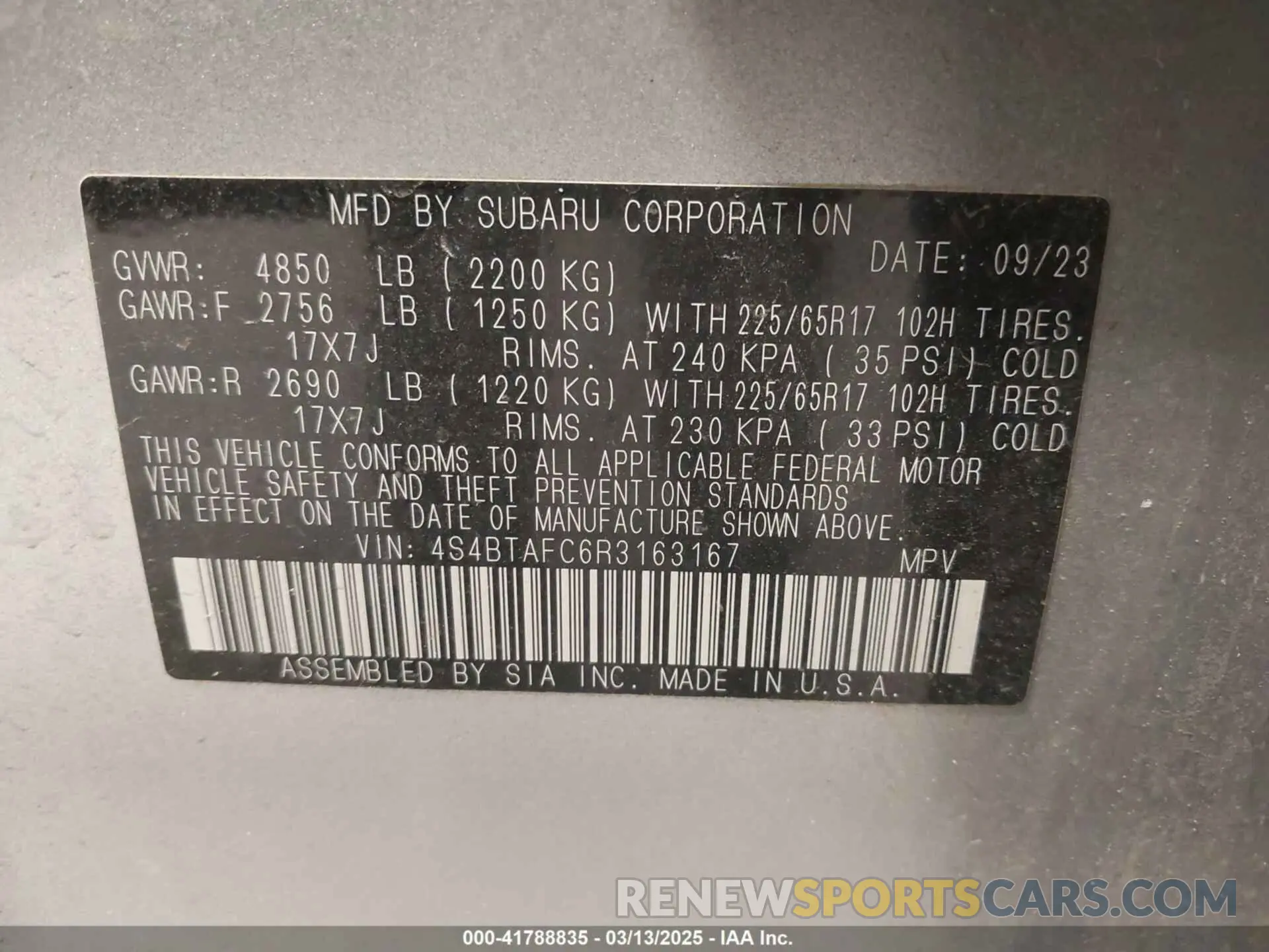9 Photograph of a damaged car 4S4BTAFC6R3163167 SUBARU OUTBACK 2024