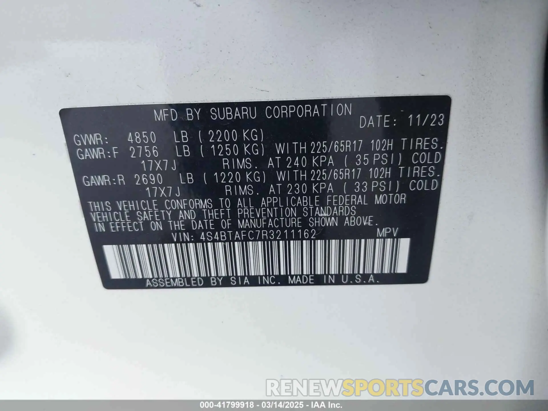 9 Photograph of a damaged car 4S4BTAFC7R3211162 SUBARU OUTBACK 2024
