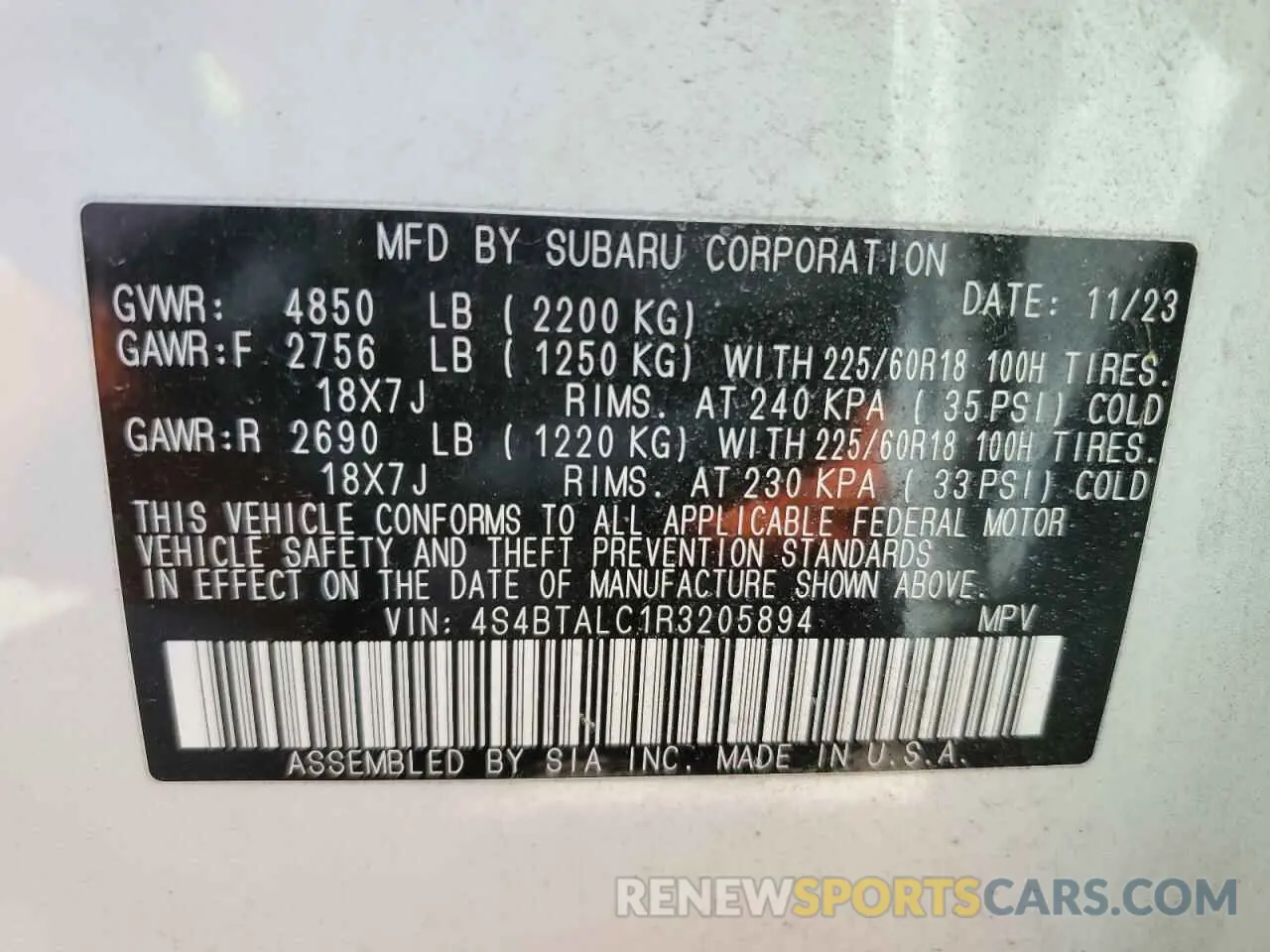 14 Photograph of a damaged car 4S4BTALC1R3205894 SUBARU OUTBACK 2024