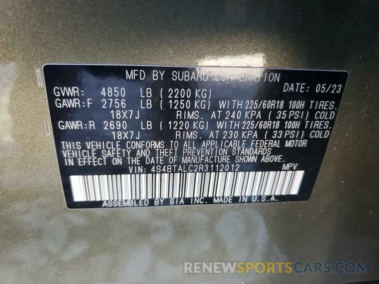 13 Photograph of a damaged car 4S4BTALC2R3112012 SUBARU OUTBACK 2024