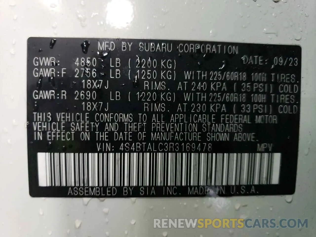 13 Photograph of a damaged car 4S4BTALC3R3169478 SUBARU OUTBACK 2024