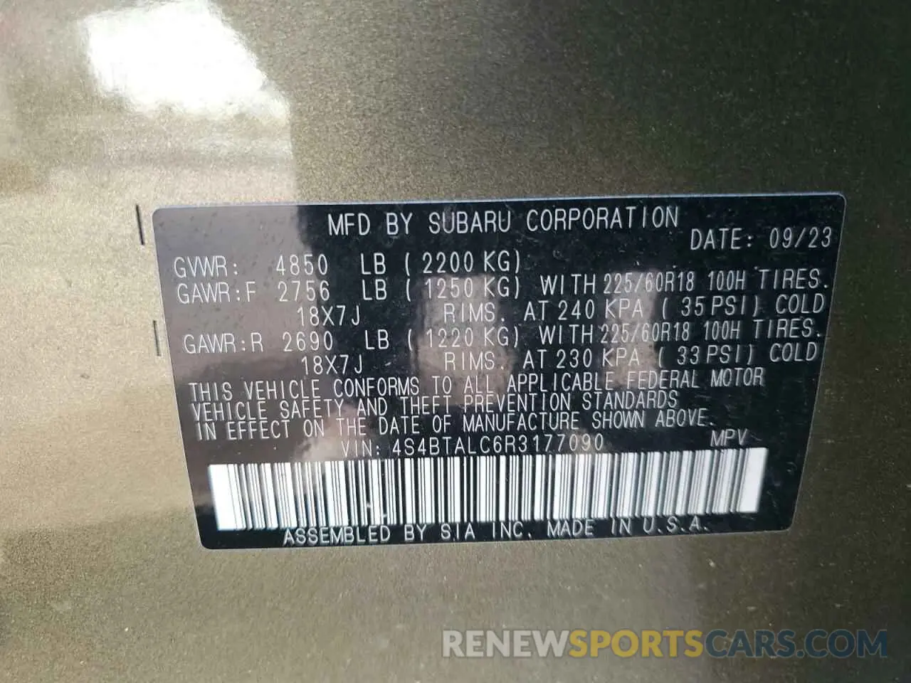 16 Photograph of a damaged car 4S4BTALC6R3177090 SUBARU OUTBACK 2024