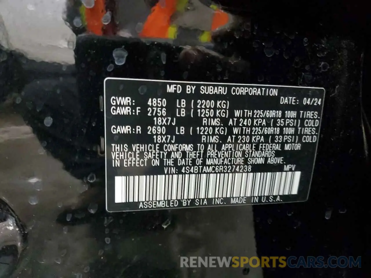 14 Photograph of a damaged car 4S4BTAMC6R3274238 SUBARU OUTBACK 2024
