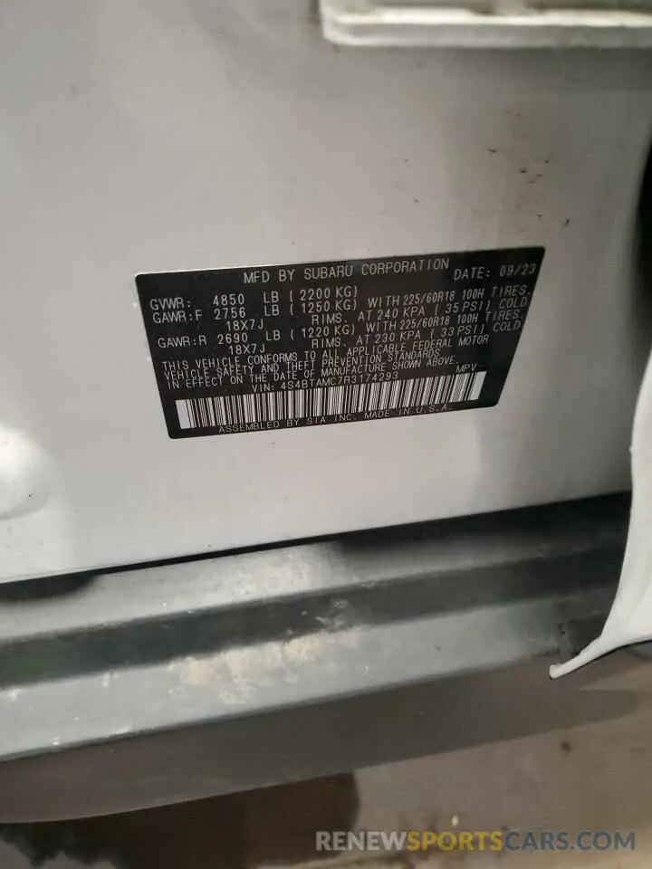 14 Photograph of a damaged car 4S4BTAMC7R3174293 SUBARU OUTBACK 2024