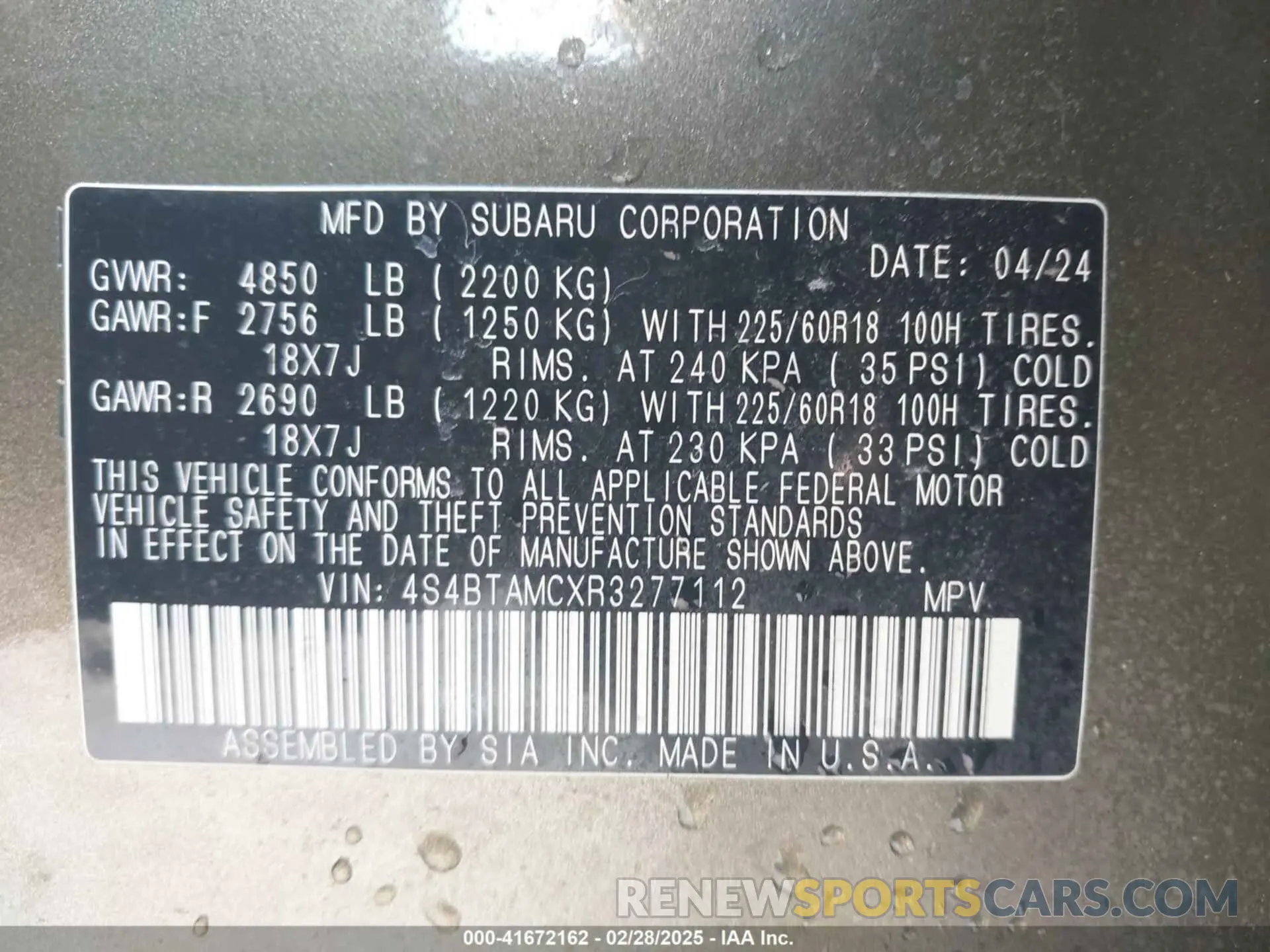 9 Photograph of a damaged car 4S4BTAMCXR3277112 SUBARU OUTBACK 2024
