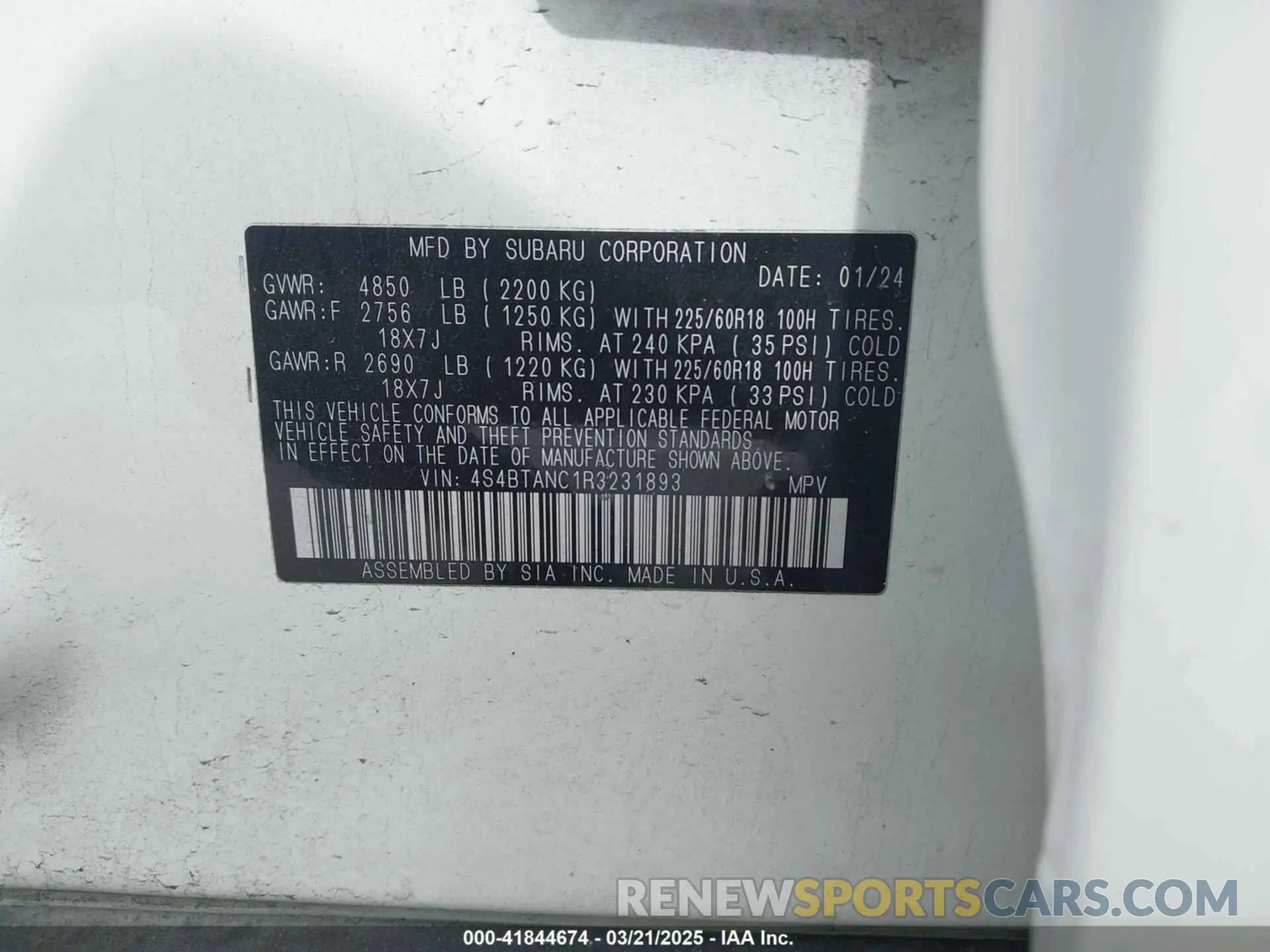 9 Photograph of a damaged car 4S4BTANC1R3231893 SUBARU OUTBACK 2024