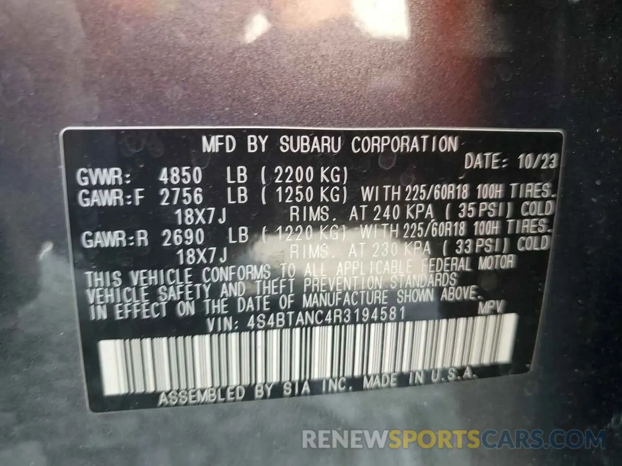 13 Photograph of a damaged car 4S4BTANC4R3194581 SUBARU OUTBACK 2024