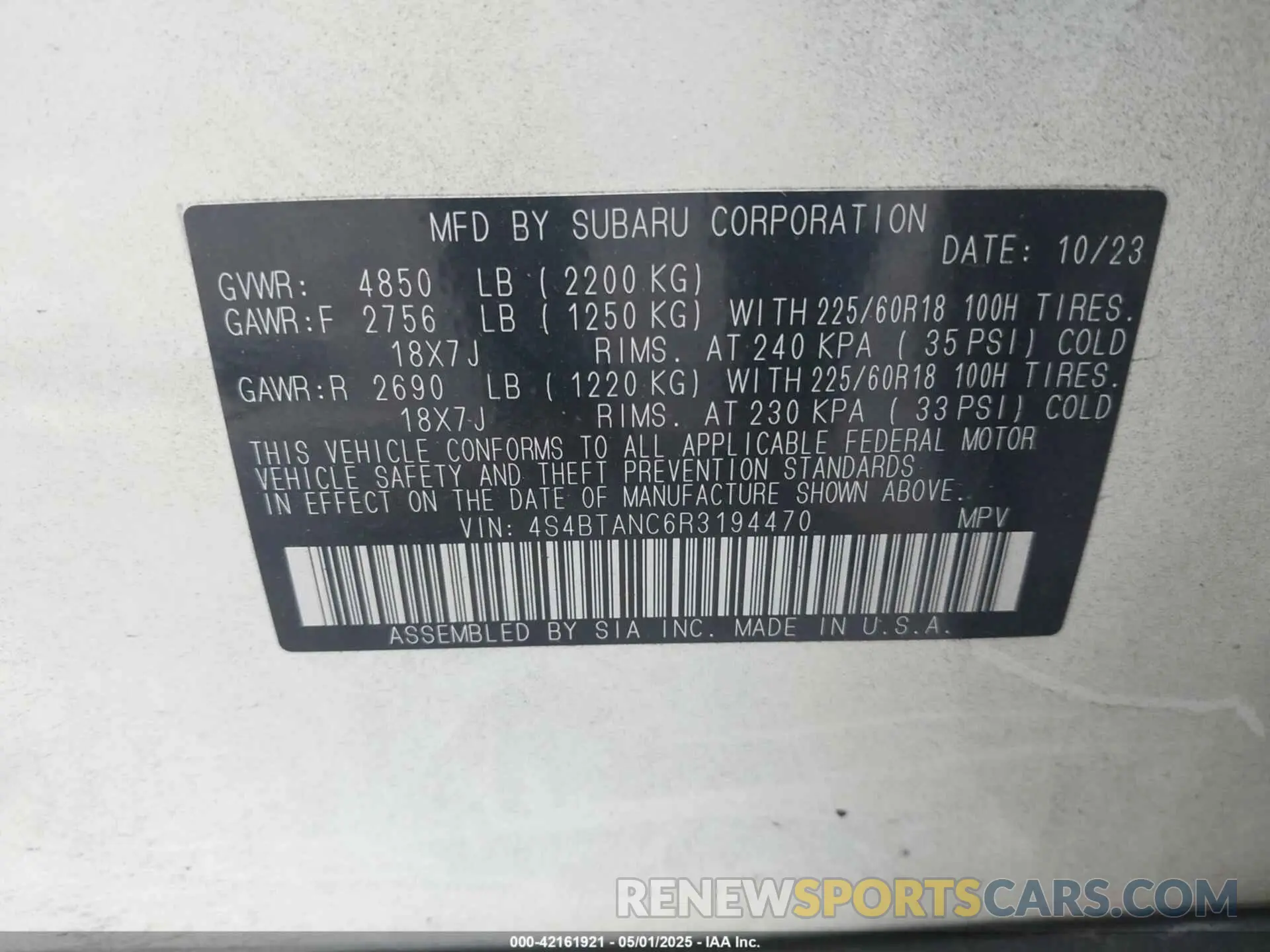 9 Photograph of a damaged car 4S4BTANC6R3194470 SUBARU OUTBACK 2024
