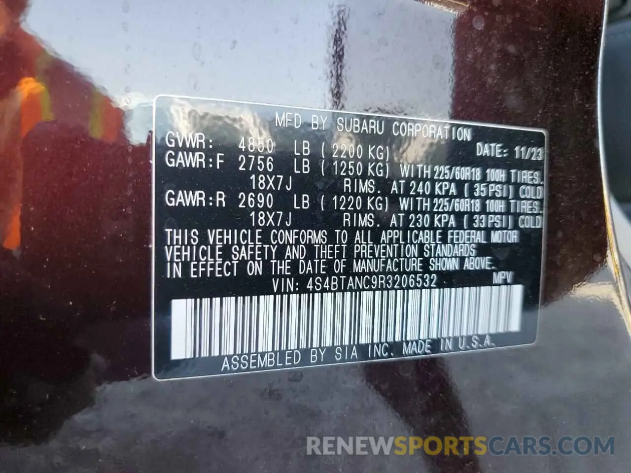 14 Photograph of a damaged car 4S4BTANC9R3206532 SUBARU OUTBACK 2024
