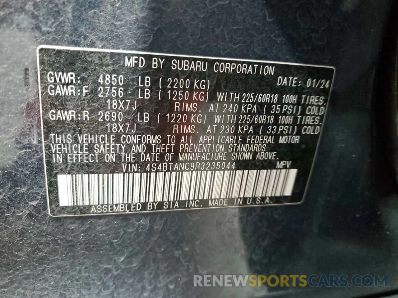16 Photograph of a damaged car 4S4BTANC9R3235044 SUBARU OUTBACK 2024