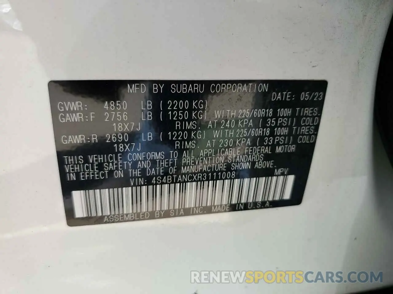 13 Photograph of a damaged car 4S4BTANCXR3111008 SUBARU OUTBACK 2024