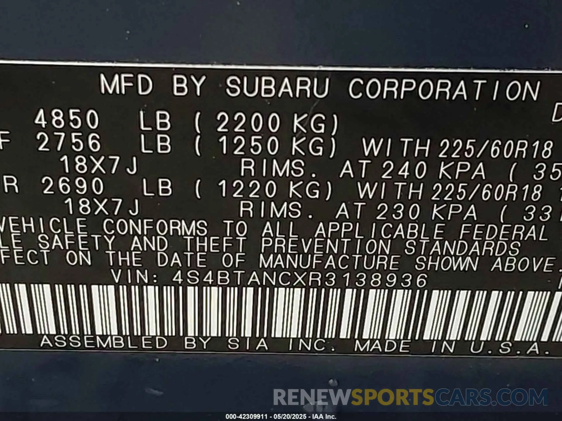 9 Photograph of a damaged car 4S4BTANCXR3138936 SUBARU OUTBACK 2024