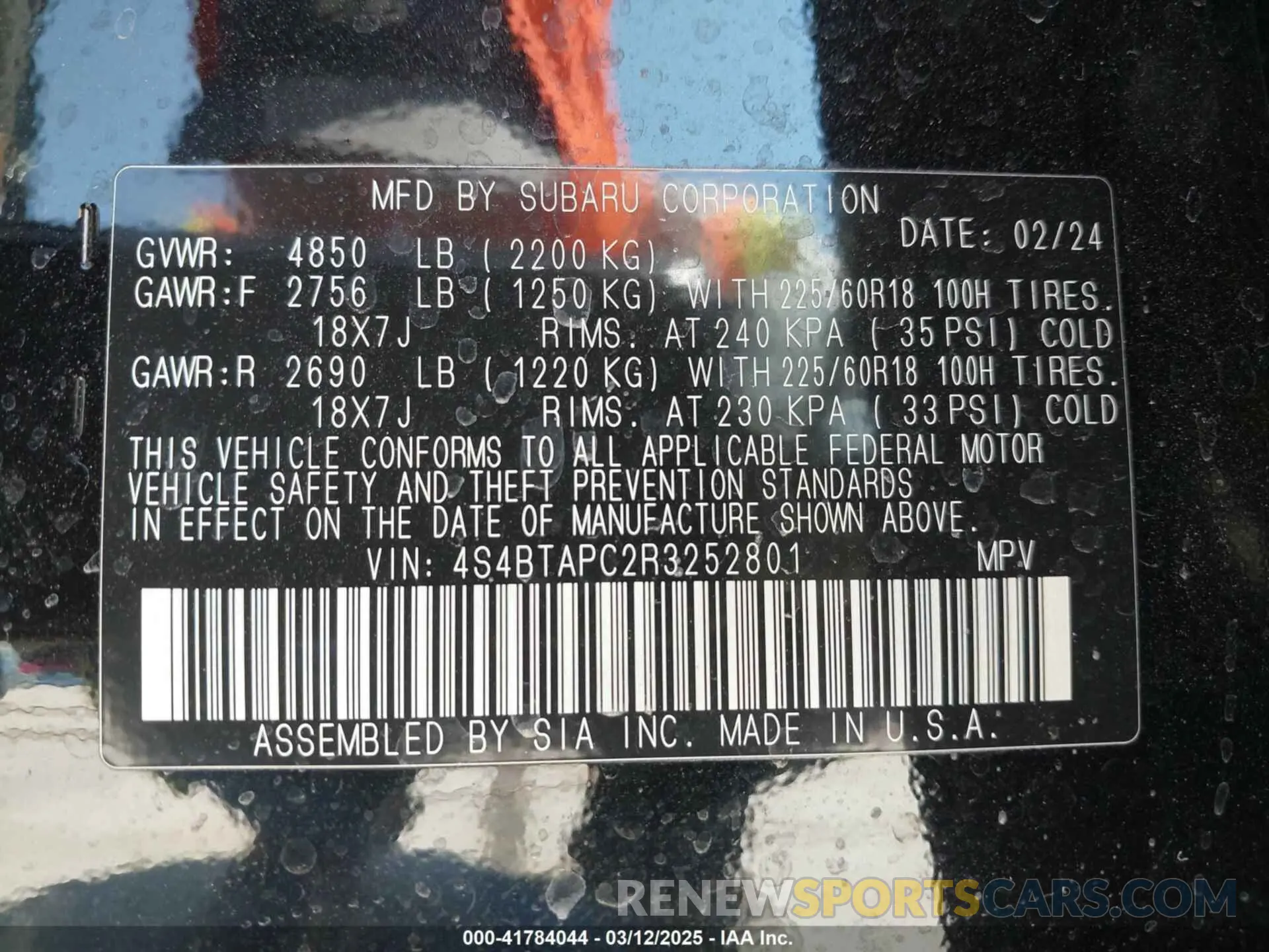 9 Photograph of a damaged car 4S4BTAPC2R3252801 SUBARU OUTBACK 2024
