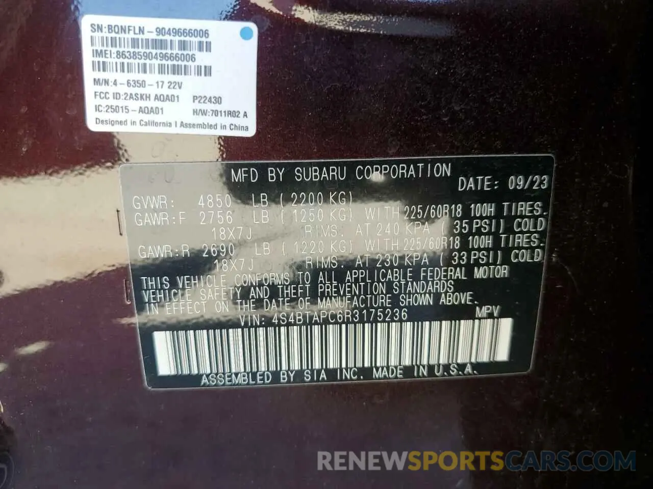 13 Photograph of a damaged car 4S4BTAPC6R3175236 SUBARU OUTBACK 2024