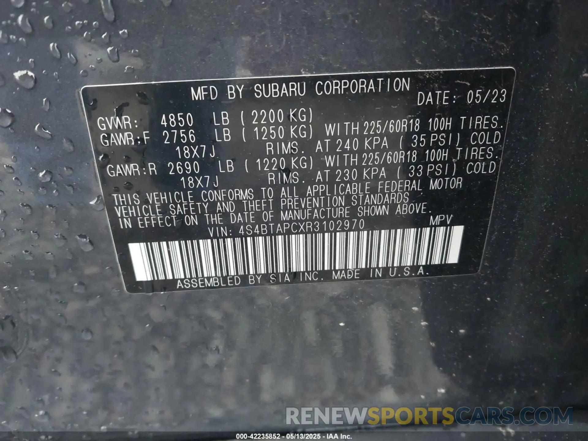 9 Photograph of a damaged car 4S4BTAPCXR3102970 SUBARU OUTBACK 2024