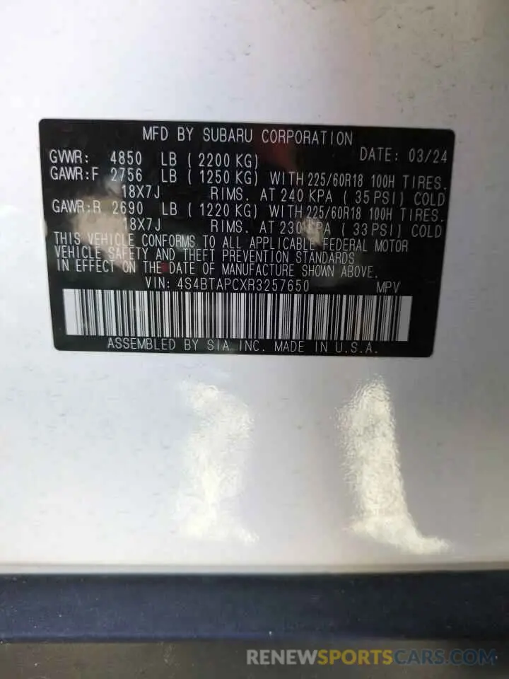 13 Photograph of a damaged car 4S4BTAPCXR3257650 SUBARU OUTBACK 2024