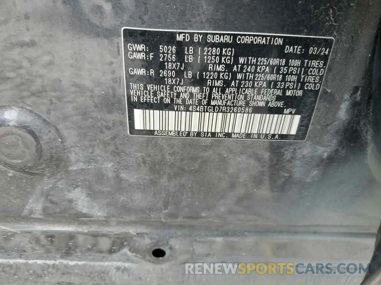 14 Photograph of a damaged car 4S4BTGLD7R3260586 SUBARU OUTBACK 2024
